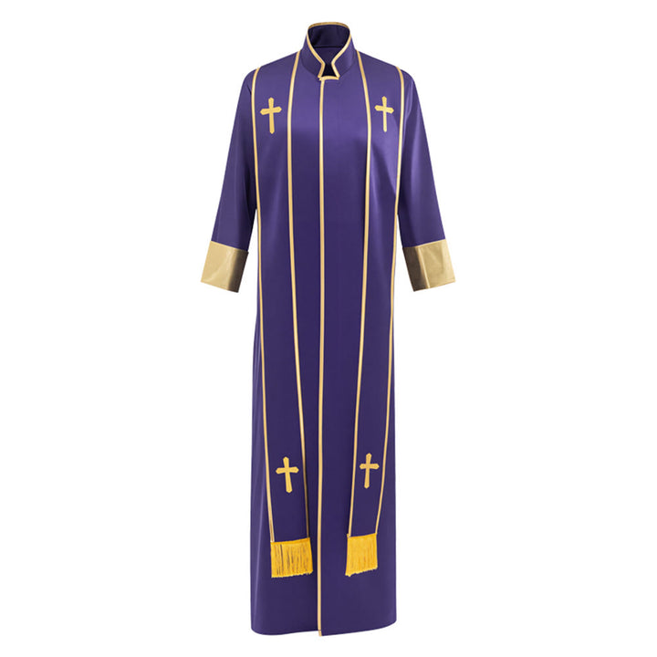 Christianartworkshop Robe de pasteur traditionnelle avec croix verticale et bordure aux manches - image 19