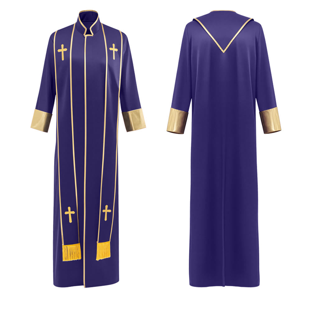 Christianartworkshop Robe de pasteur traditionnelle avec croix verticale et bordure aux manches - image 22