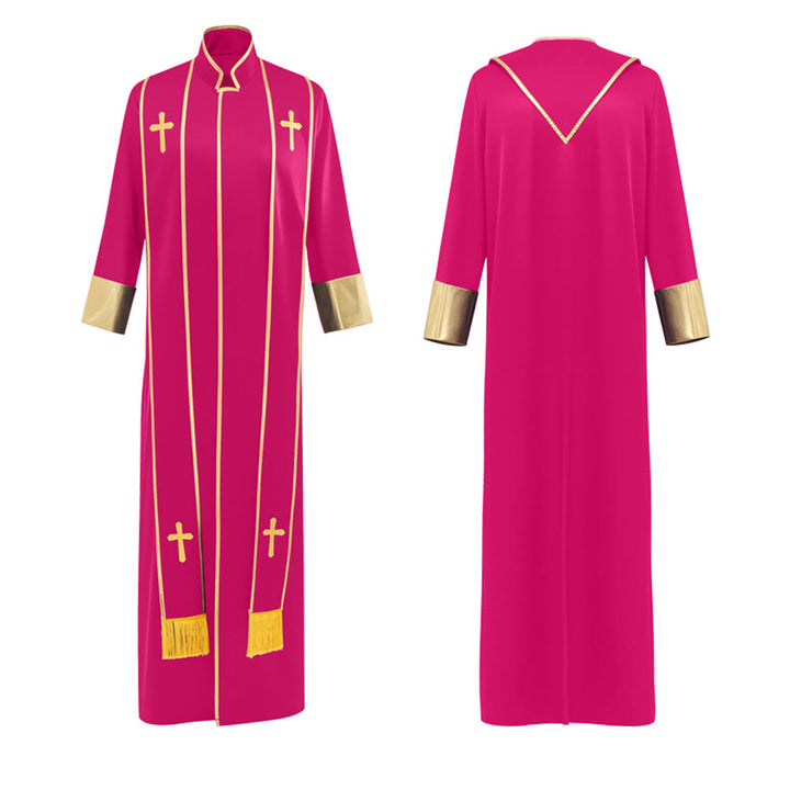 Christianartworkshop Robe de pasteur traditionnelle avec croix verticale et bordure aux manches - image 11
