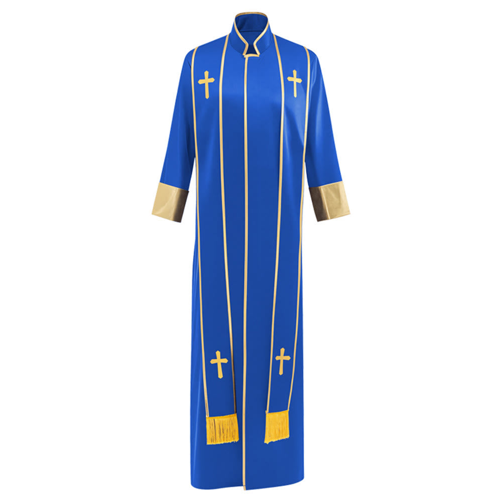 Christianartworkshop Robe de pasteur traditionnelle avec croix verticale et bordure aux manches - image 13