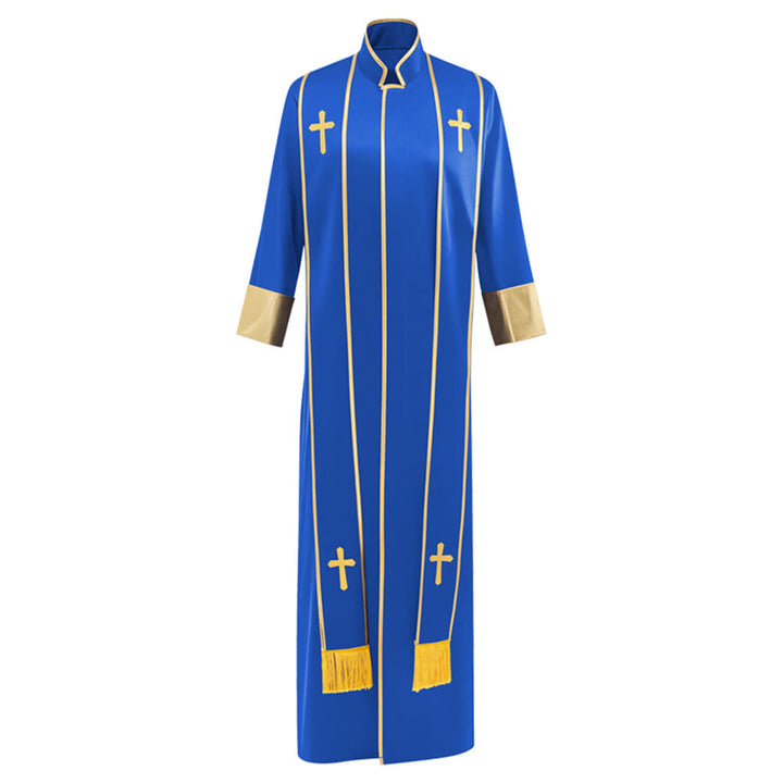 Christianartworkshop Robe de pasteur traditionnelle avec croix verticale et bordure aux manches - image 13
