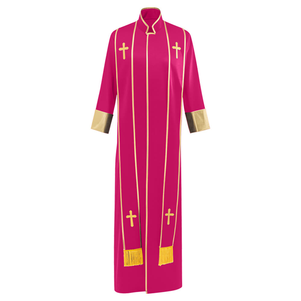 Christianartworkshop Robe de pasteur traditionnelle avec croix verticale et bordure aux manches - image 10