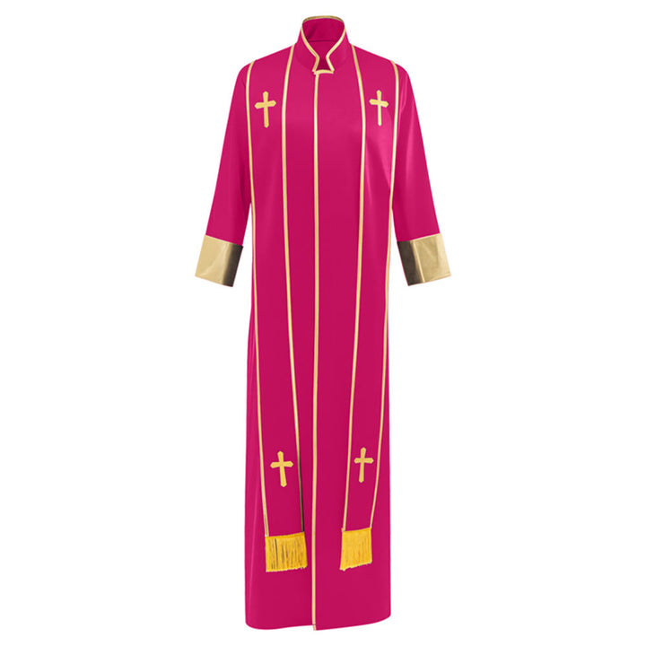 Christianartworkshop Robe de pasteur traditionnelle avec croix verticale et bordure aux manches - image 10