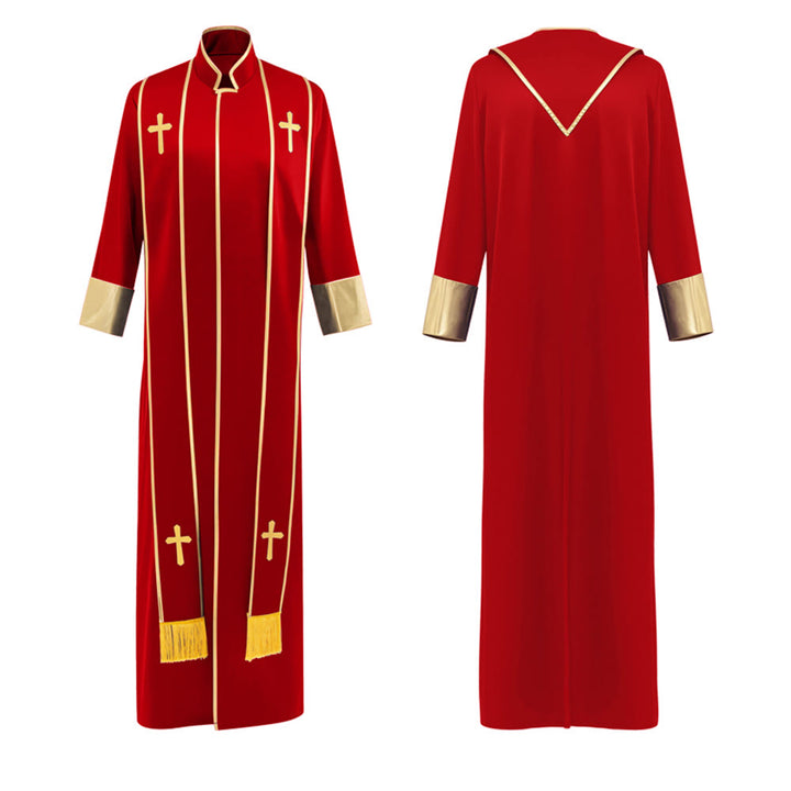 Christianartworkshop Robe de pasteur traditionnelle avec croix verticale et bordure aux manches - image 2