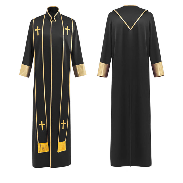 Christianartworkshop Robe de pasteur traditionnelle avec croix verticale et bordure aux manches - image 8