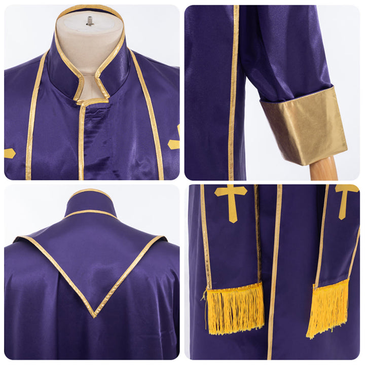 Christianartworkshop Robe de pasteur traditionnelle avec croix verticale et bordure aux manches - image 27
