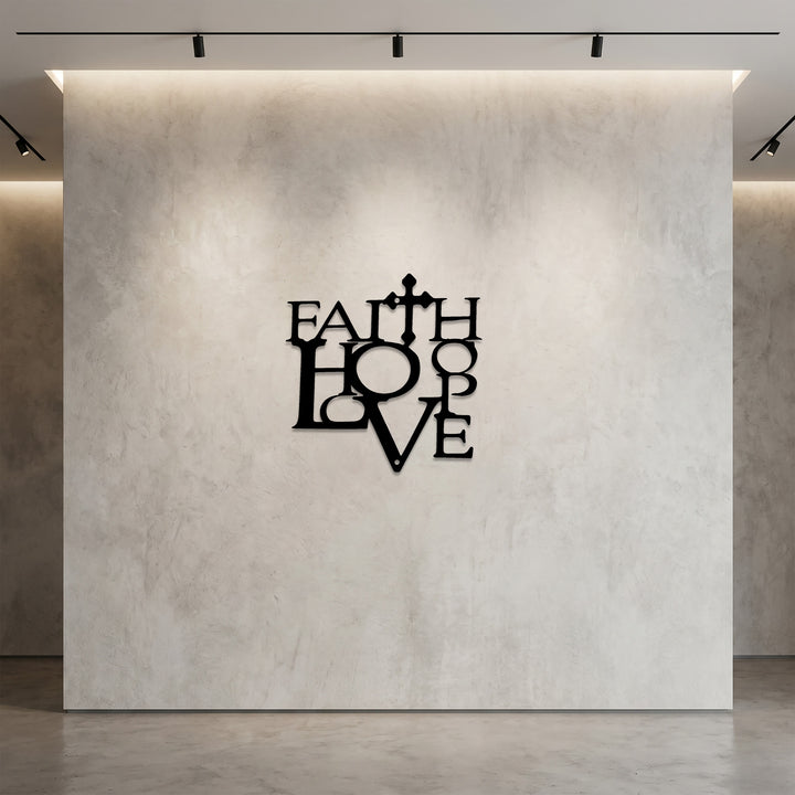 Christianartworkshop Croix Foi Amour Décoration Murale en Métal Intégré : Une Déclaration des Valeurs Chrétiennes Fondamentales - image 2