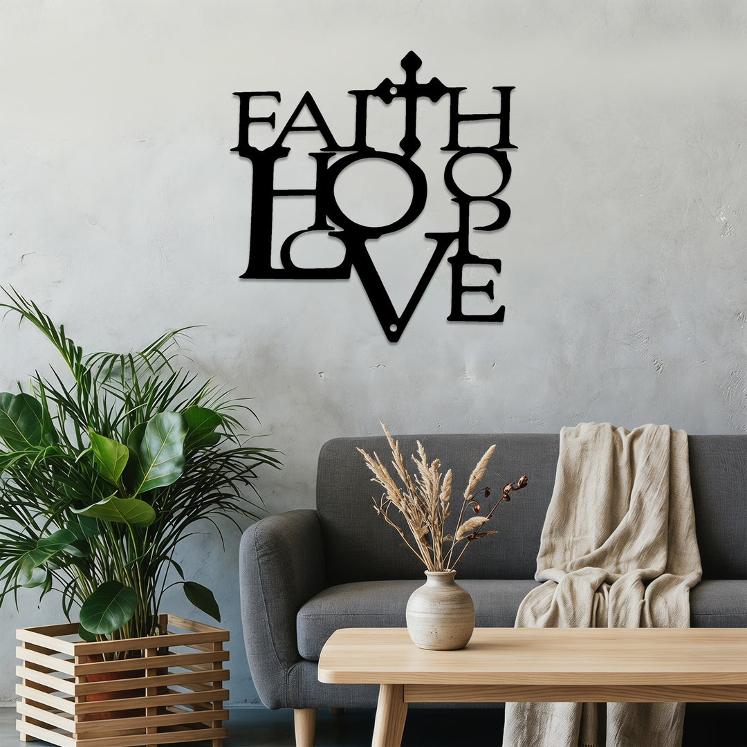 Christianartworkshop Croix Foi Amour Décoration Murale en Métal Intégré : Une Déclaration des Valeurs Chrétiennes Fondamentales - image 4