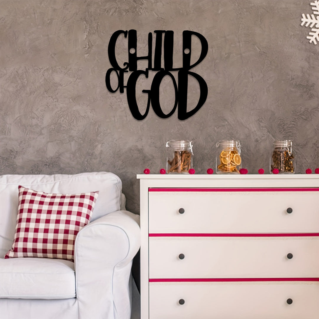 Christianartworkshop Décoration murale en métal avec inscription cursive « Enfant de Dieu » : une affirmation audacieuse de l'identité divine - image 1