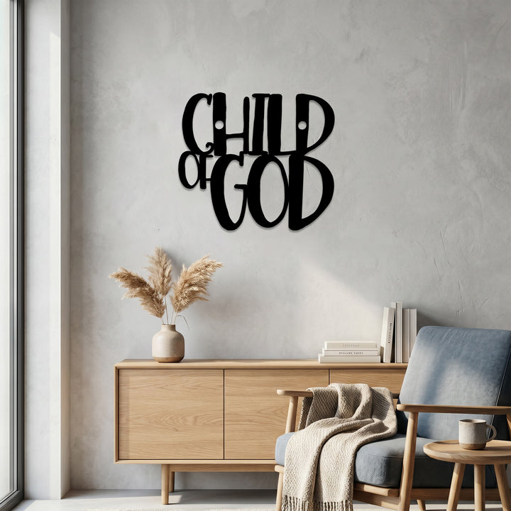 Christianartworkshop Décoration murale en métal avec inscription cursive « Enfant de Dieu » : une affirmation audacieuse de l'identité divine - image 4