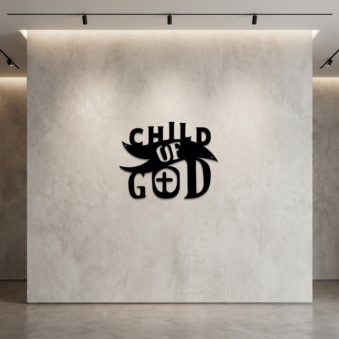 Christianartworkshop Enfant de Dieu avec croix dans la lettre O - Décoration murale en métal : Une affirmation audacieuse de l'identité aimée - image 2