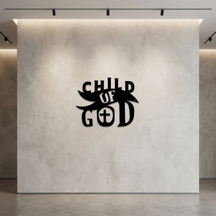 Christianartworkshop Enfant de Dieu avec croix dans la lettre O - Décoration murale en métal : Une affirmation audacieuse de l'identité aimée - image 2