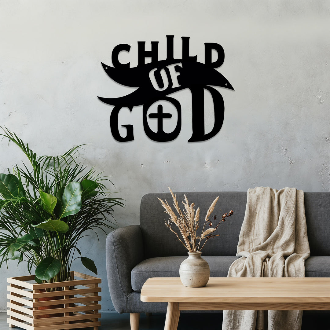 Christianartworkshop Enfant de Dieu avec croix dans la lettre O - Décoration murale en métal : Une affirmation audacieuse de l'identité aimée - image 4