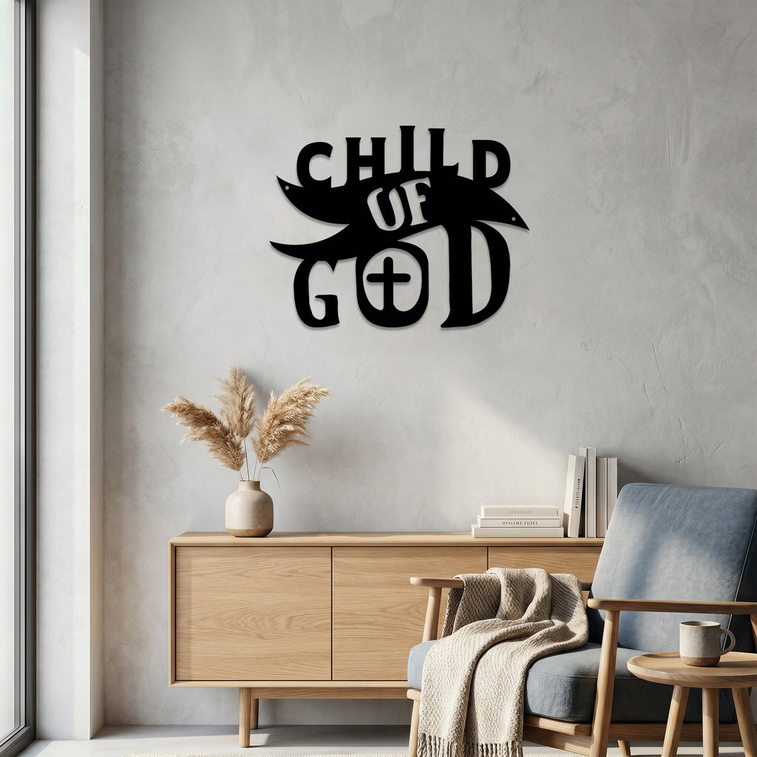 Christianartworkshop Enfant de Dieu avec croix dans la lettre O - Décoration murale en métal : Une affirmation audacieuse de l'identité aimée - image 3
