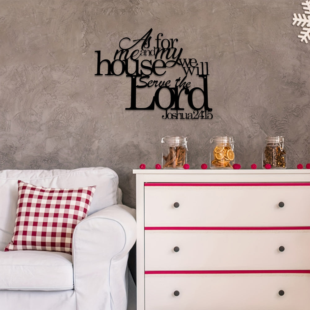 Christianartworkshop Quant à moi et à ma maison, nous servirons l’Éternel. Josué 24:15 Décoration murale en métal : Une déclaration de foi familiale - image 1