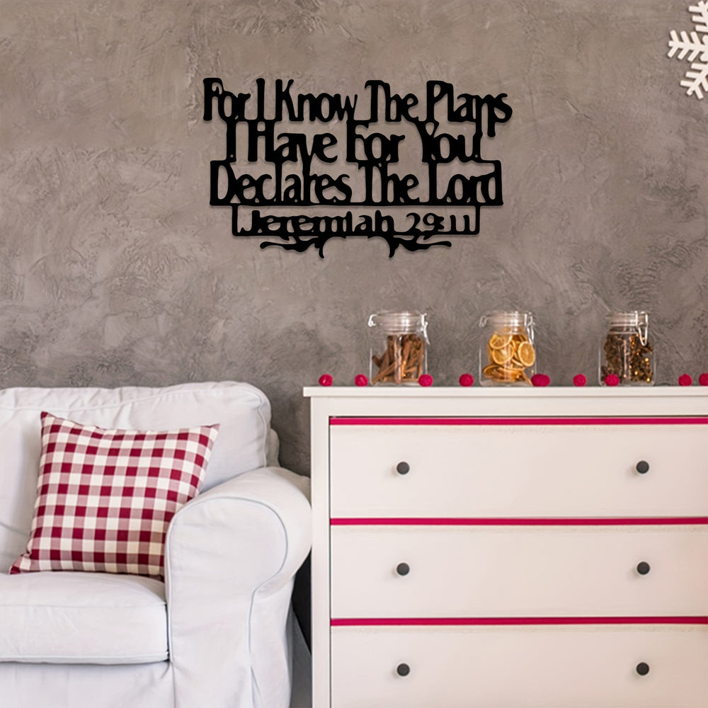 Christianartworkshop Jérémie 29:11 Car je connais les projets que j'ai formés pour vous. Décoration murale en métal : Une promesse d'espoir. - image 1
