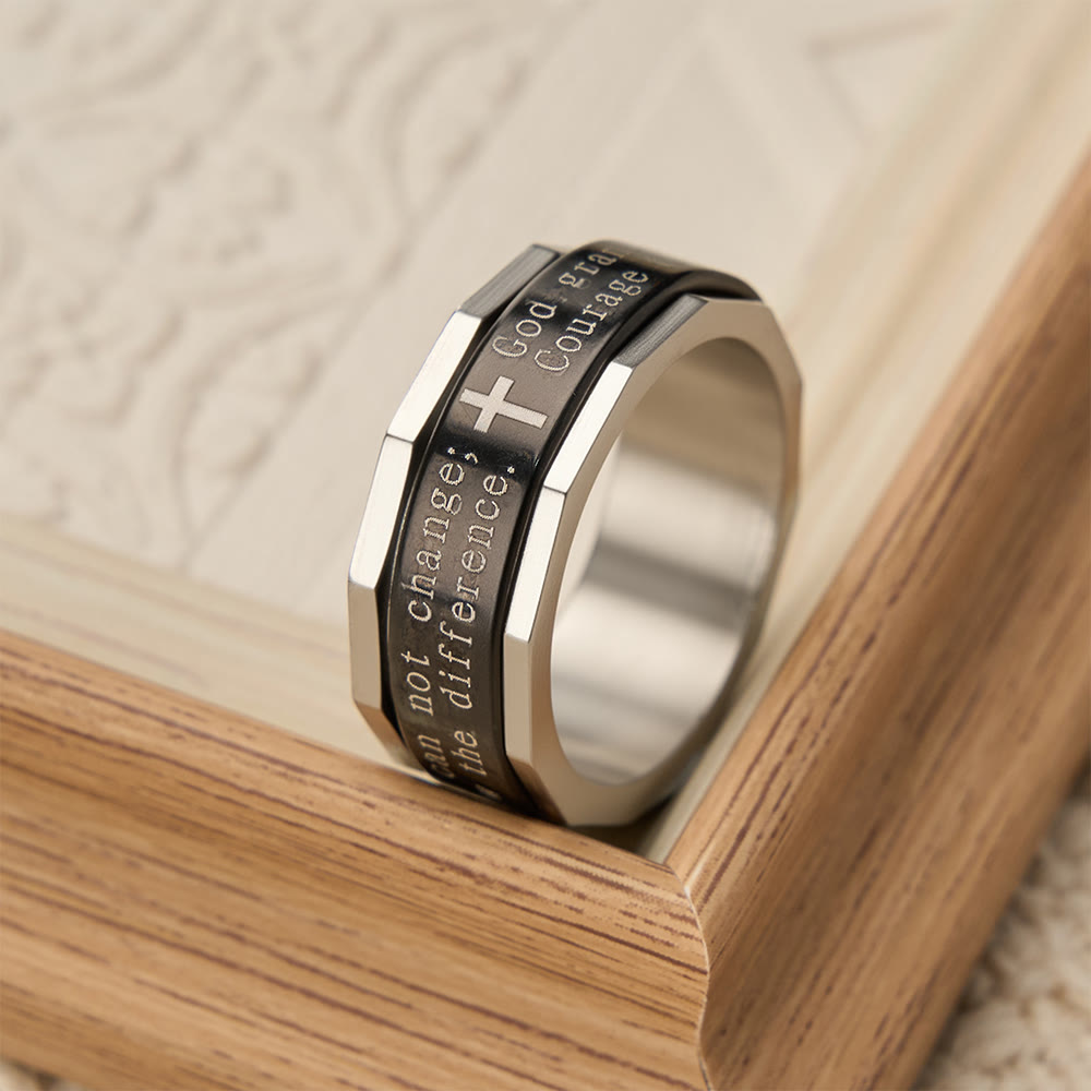 Christianartworkshop Bague tournante de prière de sérénité avec gravure de croix : un symbole de courage divin - image 1