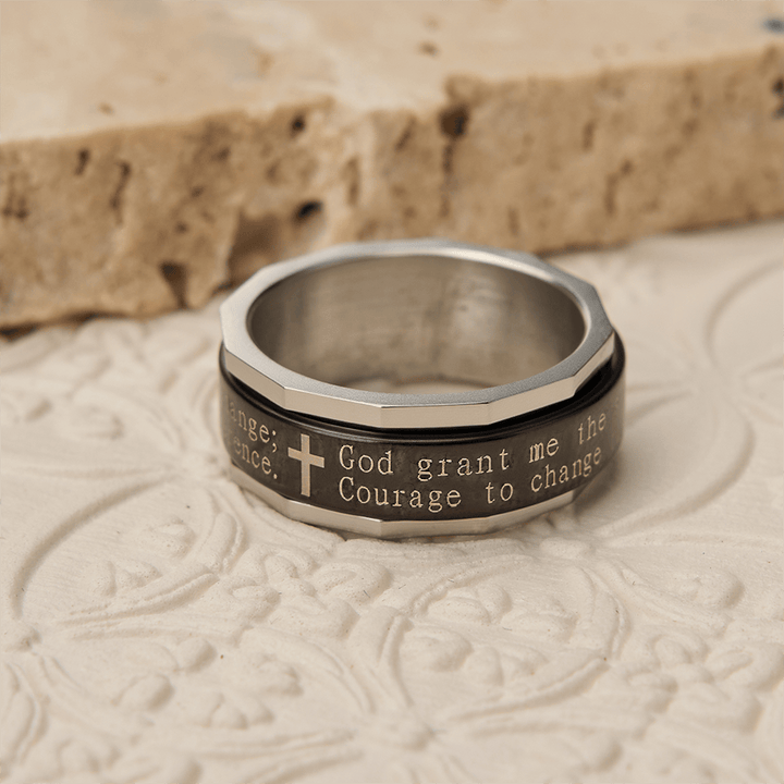 Christianartworkshop Bague tournante de prière de sérénité avec gravure de croix : un symbole de courage divin - image 3