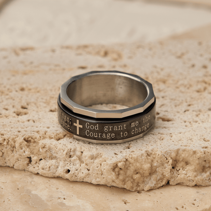 Christianartworkshop Bague tournante de prière de sérénité avec gravure de croix : un symbole de courage divin - image 4