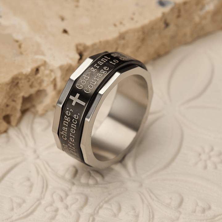 Christianartworkshop Bague tournante de prière de sérénité avec gravure de croix : un symbole de courage divin - image 2