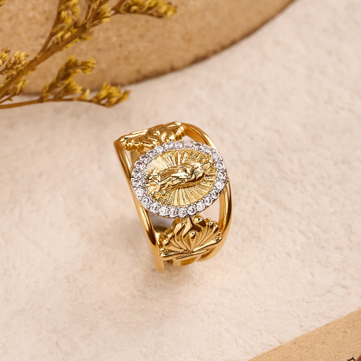 Christianartworkshop Bague Vierge de Guadalupe finement ouvragée avec halo de zircon : un symbole de grâce céleste - image 4