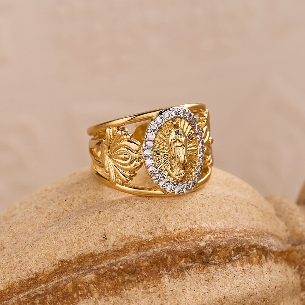 Christianartworkshop Bague Vierge de Guadalupe finement ouvragée avec halo de zircon : un symbole de grâce céleste - image 6