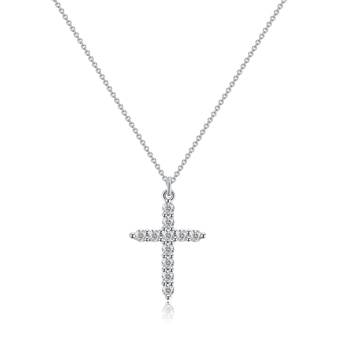 Christianartworkshop Collier croix minimaliste en zircon, tons or et argent : un rappel de la grâce divine subtile - Argent - image 0