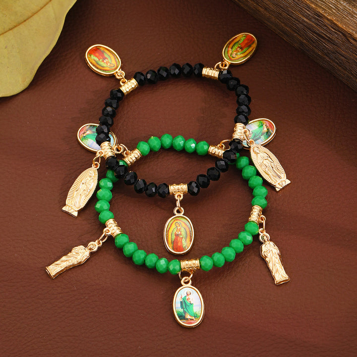 Christianartworkshop Bracelet finement perlé orné de breloques Notre-Dame de Guadalupe et Saint Jude : un rappel de l'amour sacré - image 4