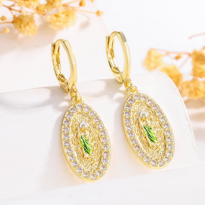 Christianartworkshop Collection de boucles d'oreilles Saint Jude et Vierge Marie avec halo de zircon, styles variés : un rappel de la grâce céleste - Saint Jude B - image 13