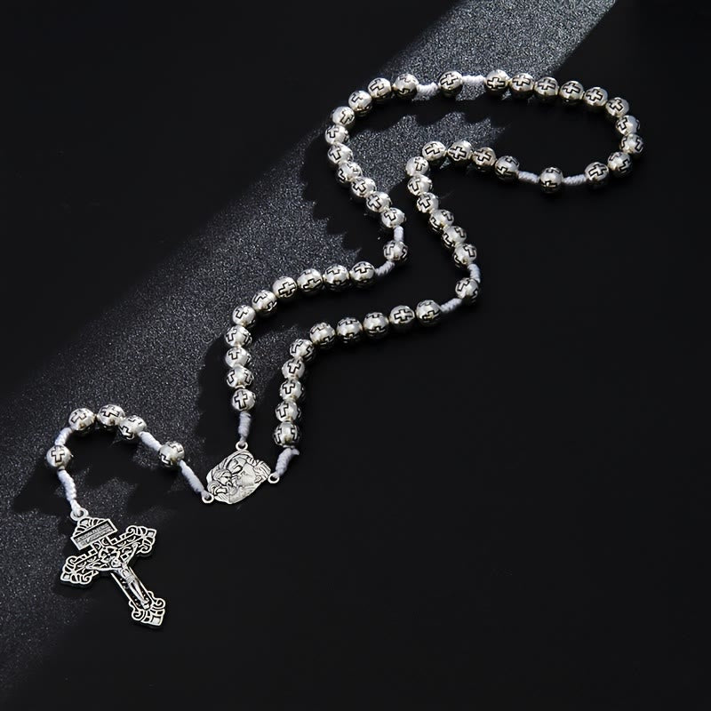 Christianartworkshop Chapelet du Centre de la Sainte Famille avec crucifix et grains gravés d'une croix : un symbole de dévotion sacrée - image 1