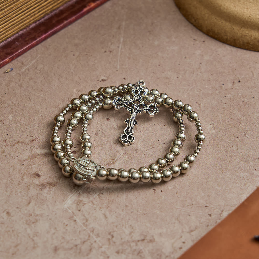 Bracelet chapelet magnétique argenté sacré Christianartworkshop : 2 en 1, prière et bracelet - image 4