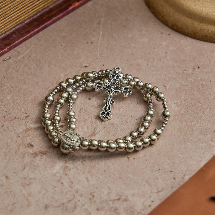 Bracelet chapelet magnétique argenté sacré Christianartworkshop : 2 en 1, prière et bracelet - image 4