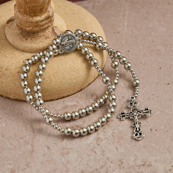 Bracelet chapelet magnétique argenté sacré Christianartworkshop : 2 en 1, prière et bracelet - image 3
