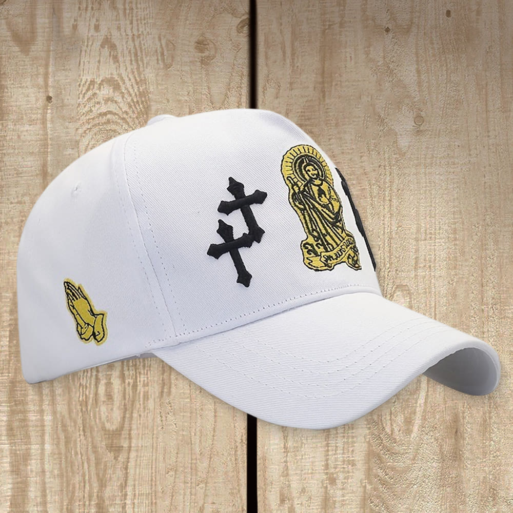 Christianartworkshop Casquette de baseball classique ajustable avec broderie St. Jude et triple croix - Blanc - image 1