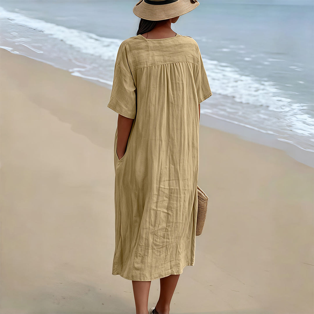 Christianartworkshop Robe midi à manches courtes et col en V, imprimé floral « Dieu est bon en tout temps » - image 16