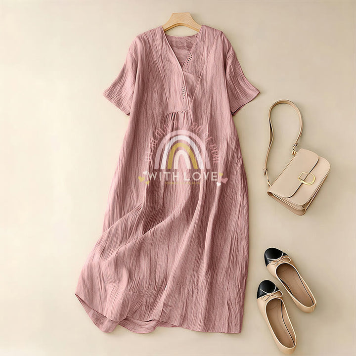 Christianartworkshop Robe midi décontractée à col en V avec slogan « Love » et verset biblique « Love ». - image 16