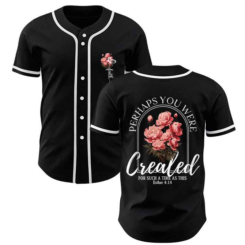 Christianartworkshop « Peut-être avez-vous été créés pour un temps comme celui-ci » Esther 4:14 Maillot de baseball boutonné à imprimé pivoine et foi - Noir - 5XL - image 7