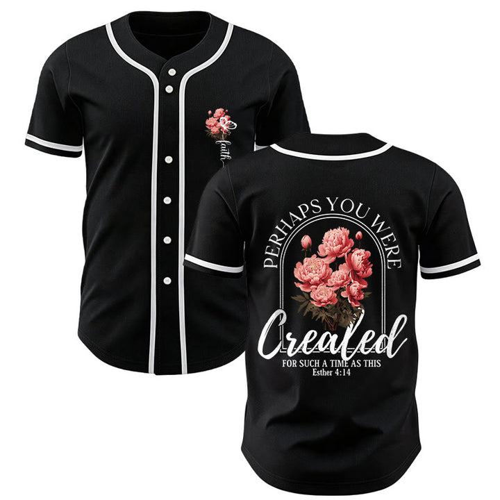 Christianartworkshop « Peut-être avez-vous été créés pour un temps comme celui-ci » Esther 4:14 Maillot de baseball boutonné à imprimé pivoine et foi - Noir - 5XL - image 7