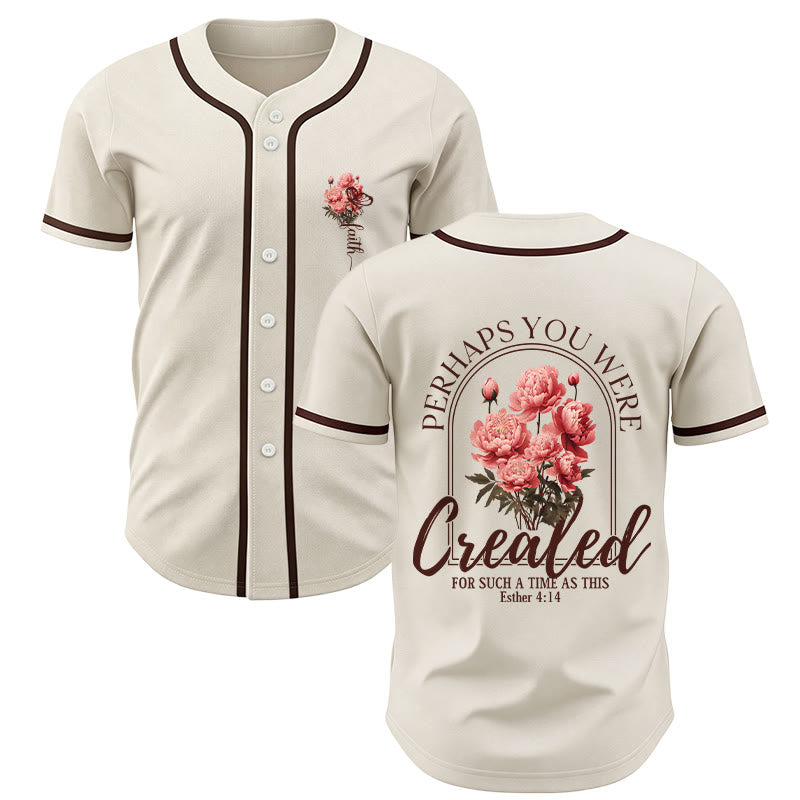 Christianartworkshop « Peut-être avez-vous été créés pour un temps comme celui-ci » Esther 4:14 Maillot de baseball boutonné à imprimé pivoine et foi - Beige - 5XL - image 14