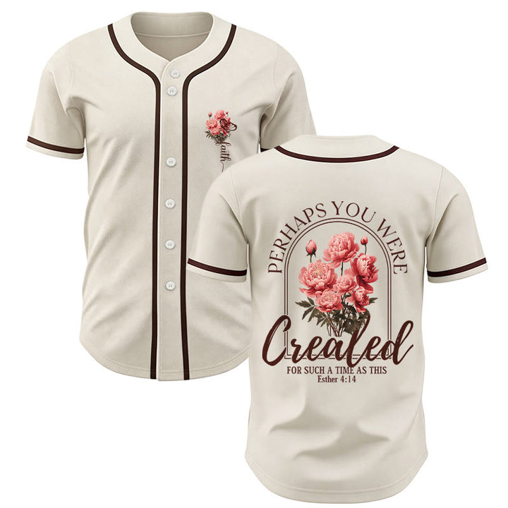 Christianartworkshop « Peut-être avez-vous été créés pour un temps comme celui-ci » Esther 4:14 Maillot de baseball boutonné à imprimé pivoine et foi - Beige - 5XL - image 14