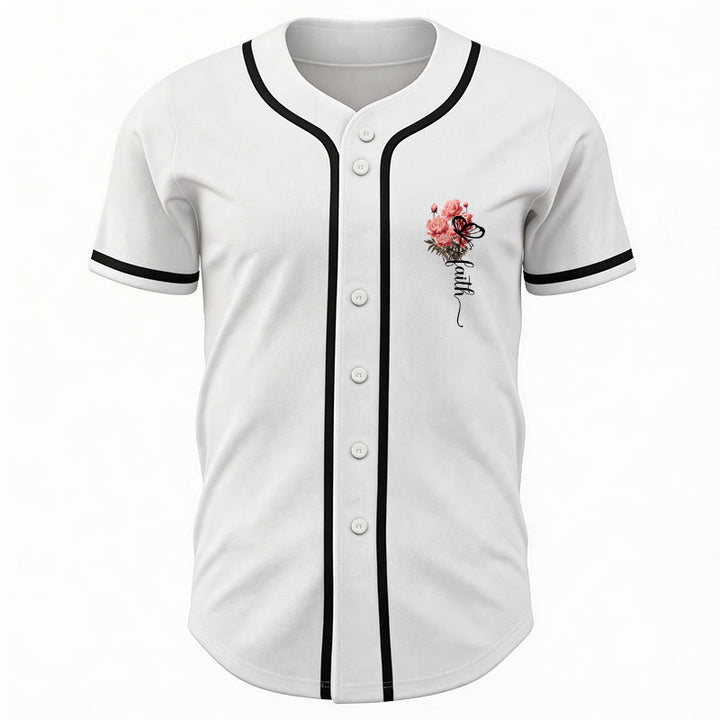 Christianartworkshop « Peut-être avez-vous été créés pour un temps comme celui-ci » Esther 4:14 Maillot de baseball boutonné à imprimé pivoine et foi - image 3