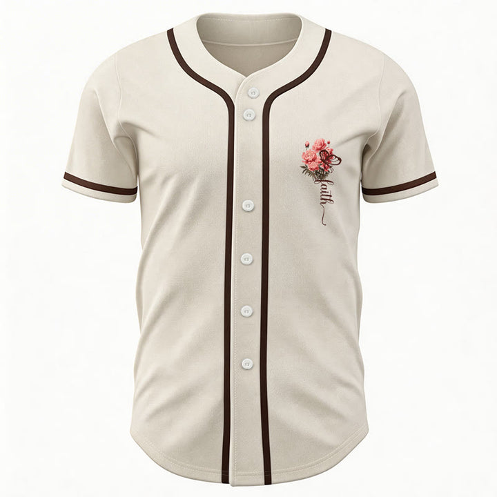 Christianartworkshop « Peut-être avez-vous été créés pour un temps comme celui-ci » Esther 4:14 Maillot de baseball boutonné à imprimé pivoine et foi - image 17