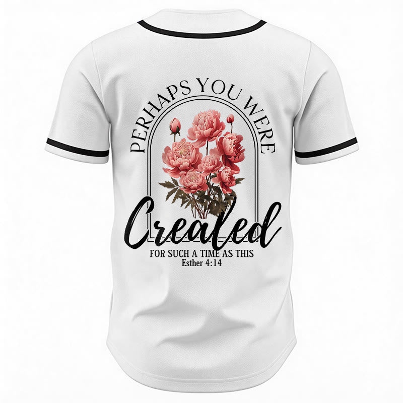 Christianartworkshop « Peut-être avez-vous été créés pour un temps comme celui-ci » Esther 4:14 Maillot de baseball boutonné à imprimé pivoine et foi - image 6
