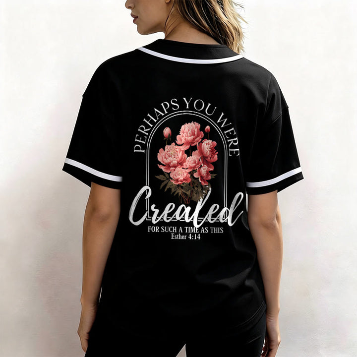 Christianartworkshop « Peut-être avez-vous été créés pour un temps comme celui-ci » Esther 4:14 Maillot de baseball boutonné à imprimé pivoine et foi - image 12