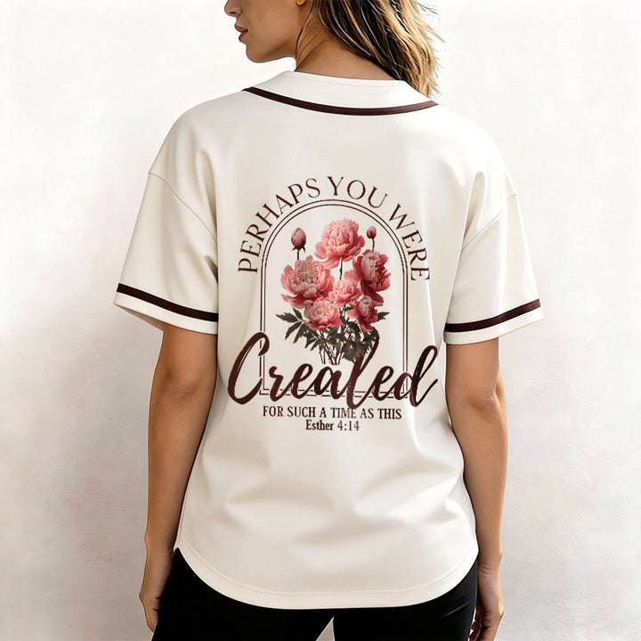 Christianartworkshop « Peut-être avez-vous été créés pour un temps comme celui-ci » Esther 4:14 Maillot de baseball boutonné à imprimé pivoine et foi - image 19