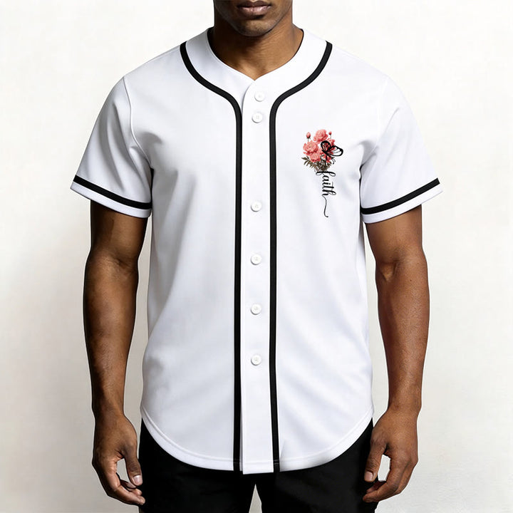 Christianartworkshop « Peut-être avez-vous été créés pour un temps comme celui-ci » Esther 4:14 Maillot de baseball boutonné à imprimé pivoine et foi - image 1