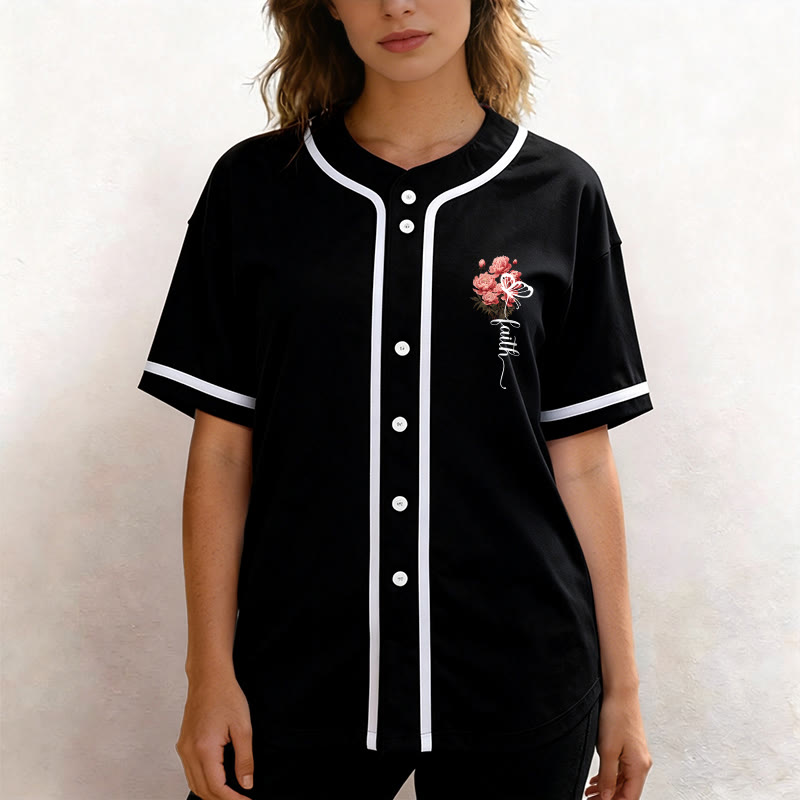Christianartworkshop « Peut-être avez-vous été créés pour un temps comme celui-ci » Esther 4:14 Maillot de baseball boutonné à imprimé pivoine et foi - image 9