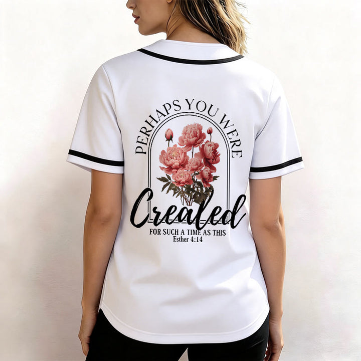 Christianartworkshop « Peut-être avez-vous été créés pour un temps comme celui-ci » Esther 4:14 Maillot de baseball boutonné à imprimé pivoine et foi - image 5