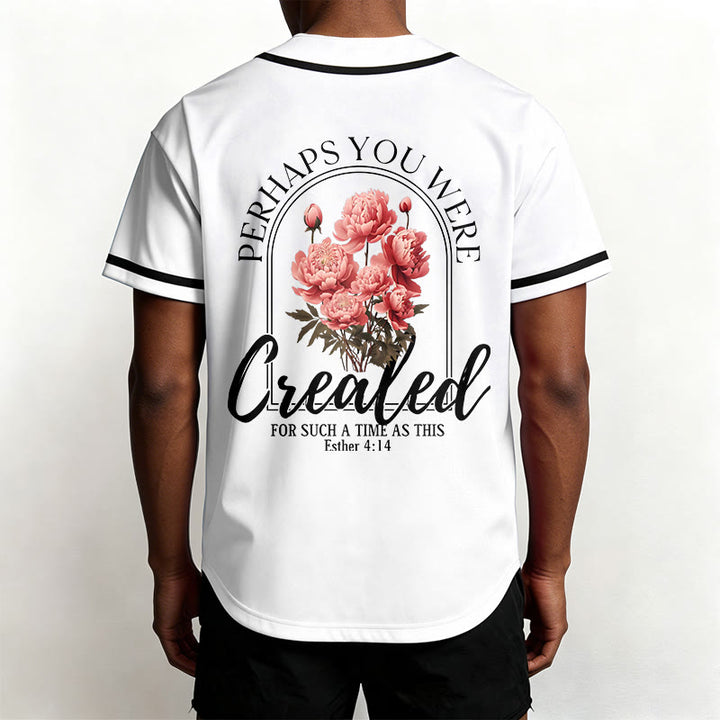 Christianartworkshop « Peut-être avez-vous été créés pour un temps comme celui-ci » Esther 4:14 Maillot de baseball boutonné à imprimé pivoine et foi - image 4
