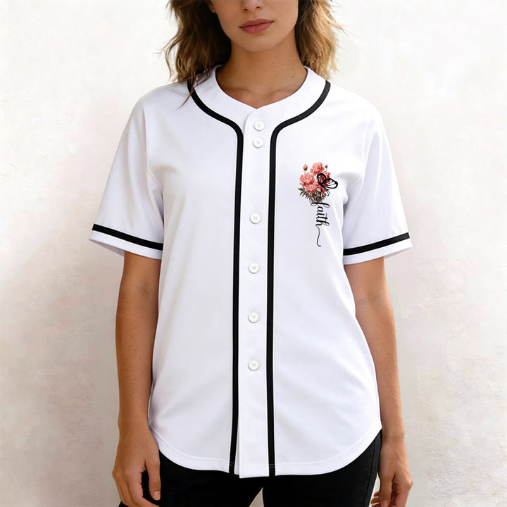 Christianartworkshop « Peut-être avez-vous été créés pour un temps comme celui-ci » Esther 4:14 Maillot de baseball boutonné à imprimé pivoine et foi - image 2